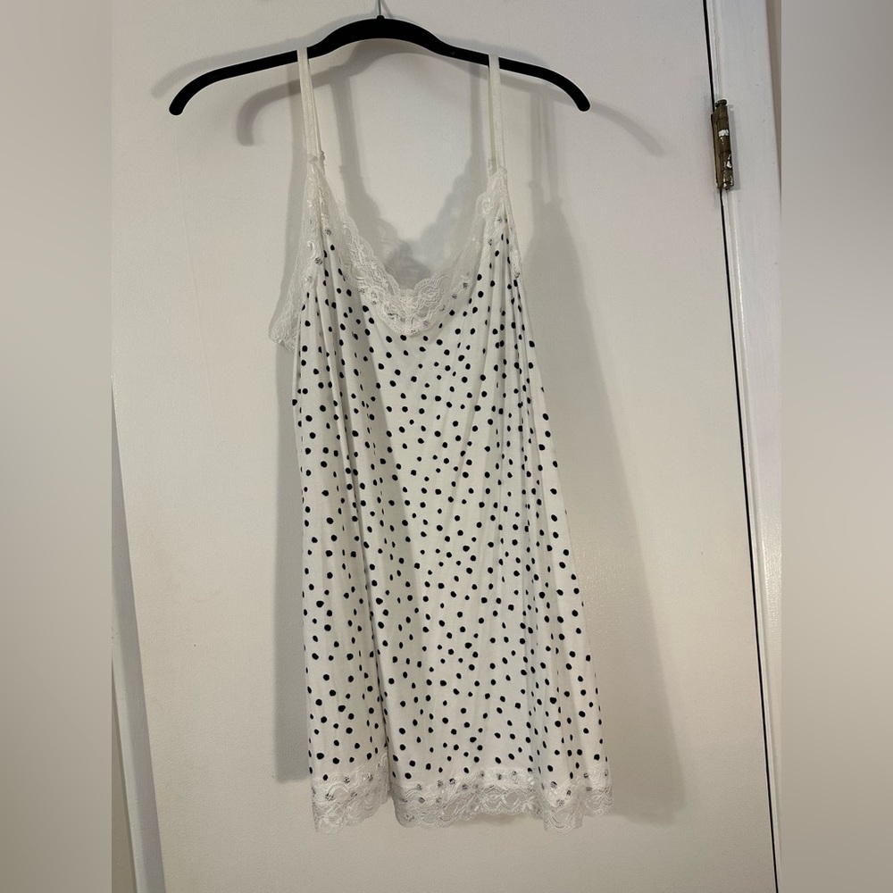 Lane Bryant Black and Cream Polka Dot Cami Top